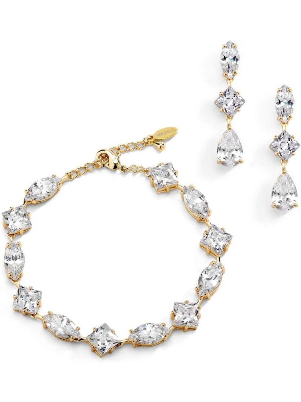 Elegant Cubic Zirconia Wedding Bracelet & Earrings Set for Brides & Bridesmaids